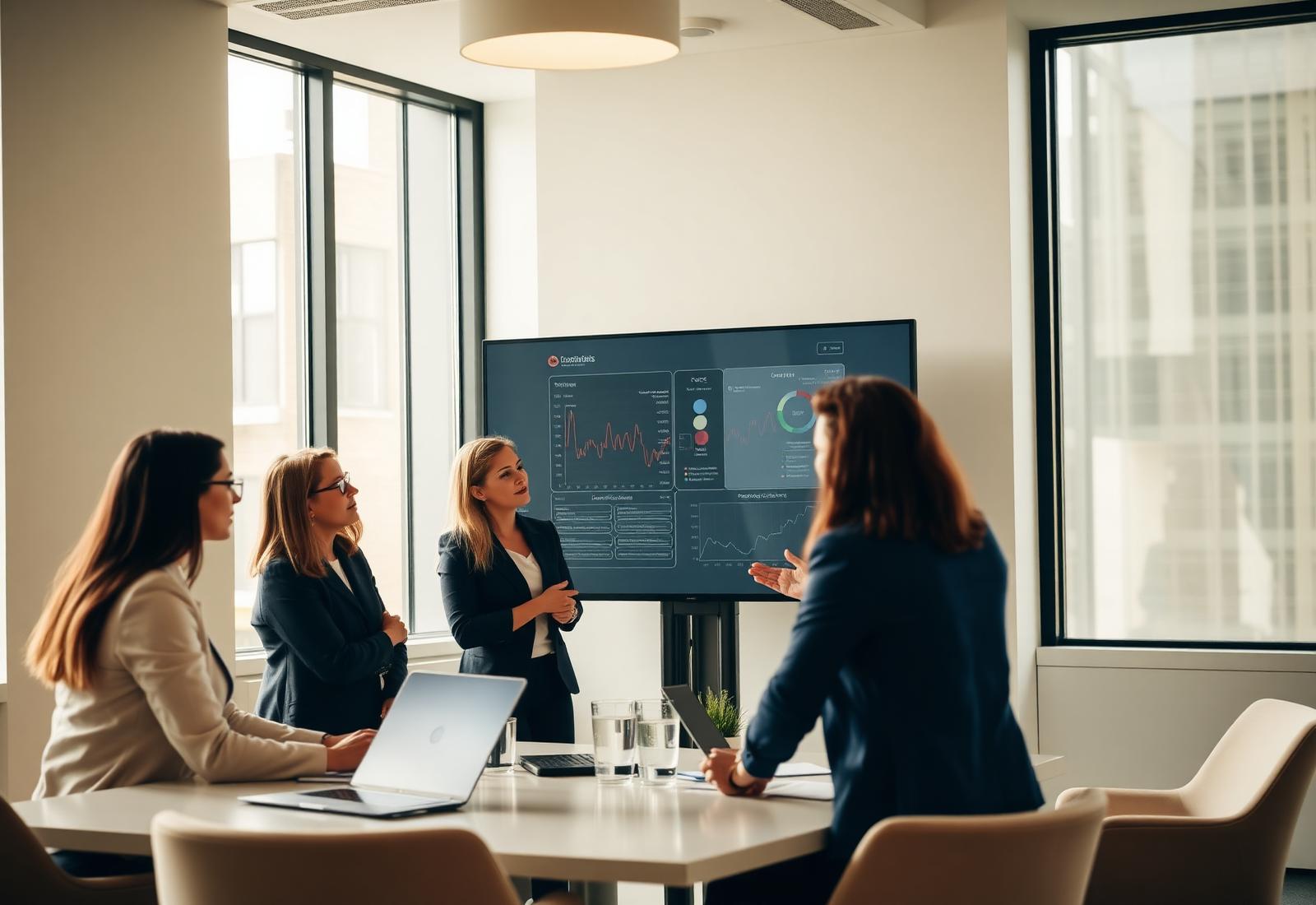 GMCG consulting team reviewing analytics in London office